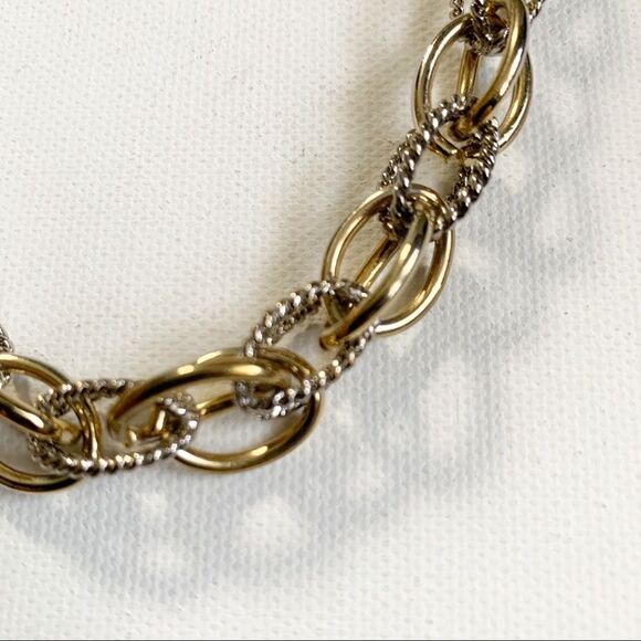 STATEMENT Round Silver & Gold Tone Chain Necklace - Picture 2 of 5